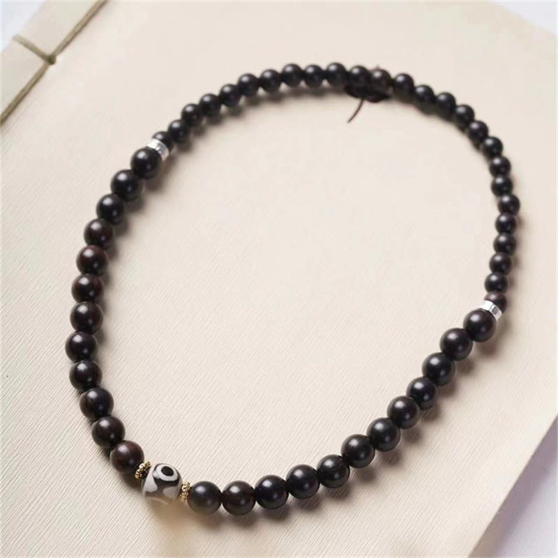 BWOOOH Tibet Ebony Wood Dzi Bead Balance Double Wrap Bracelet