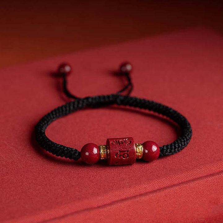 BWOOOH Tibet Cinnabar Om Mani Padme Hum Engraved Blessing Braided Bracelet