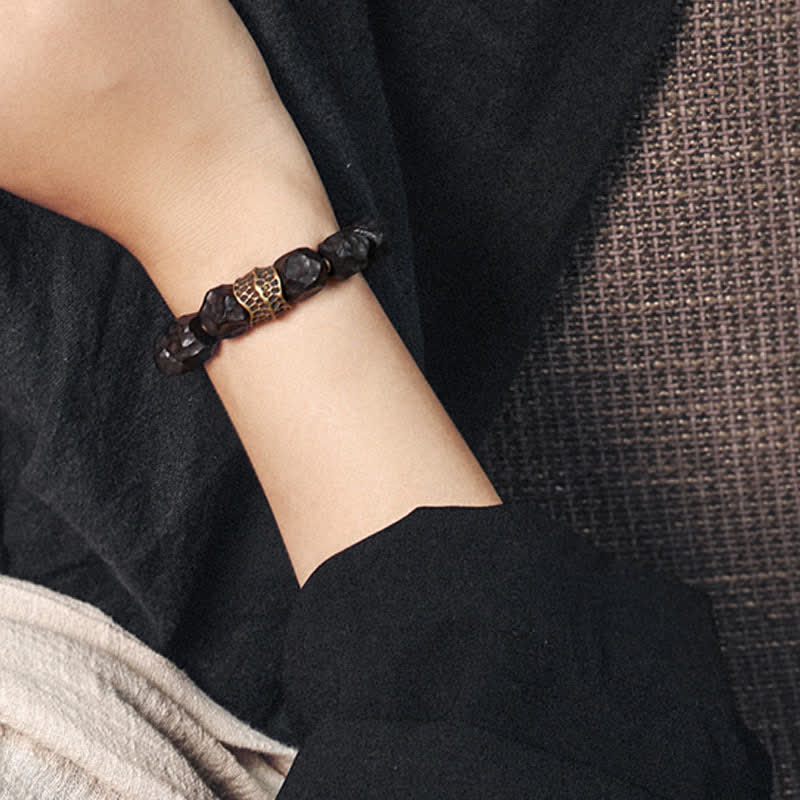 BWOOOH Ebony Wood Copper Peace Balance Couple Bracelet