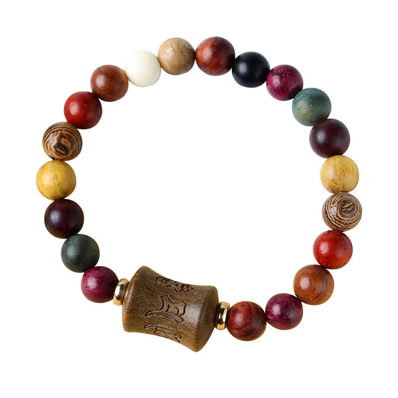 BWOOOH Tibet Multicolored Sandalwood Om Mani Padme Hum Protection Bracelet | spiritual healing bracelet