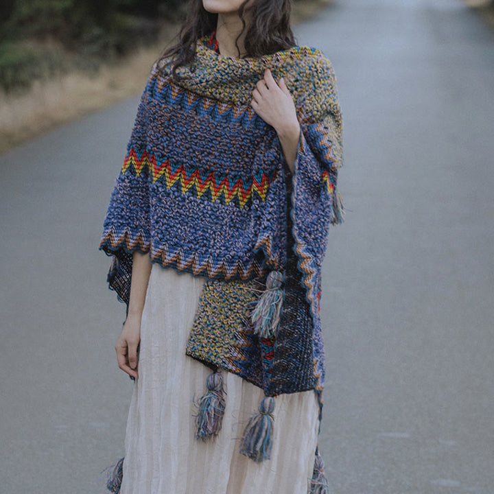 BWOOOH Tibetan Shawl Soft Warm Knitting Cloak Winter Tibe