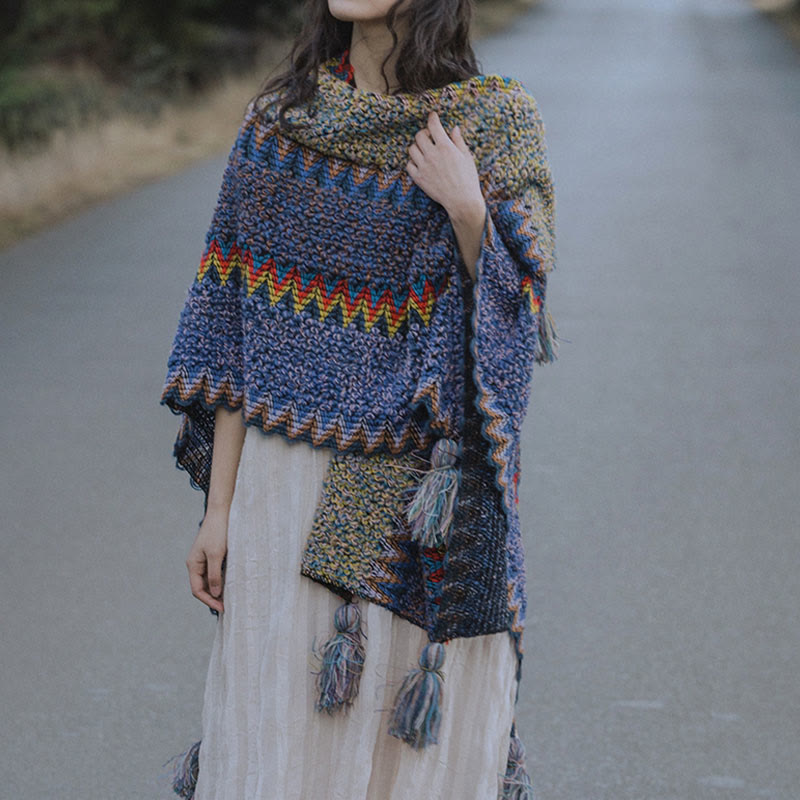 BWOOOH Tibetan Shawl Soft Warm Knitting Cloak Winter Tibe