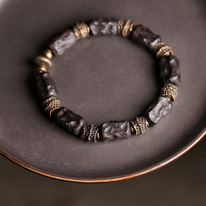 BWOOOH Tibetan Ebony Wood Copper Calm Peace Bracelet | natural stone spiritual bracelet for healing and mindful living