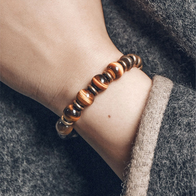 BWOOOH Tiger Eye Stone Copper Protection Bracelet