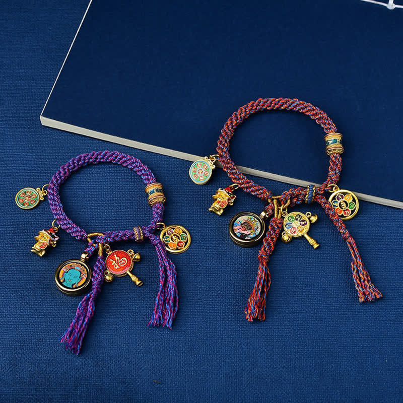 BWOOOH Tibetan Green Tara Zakiram Goddess of Wealth Thangka Luck Braid String Bracelet