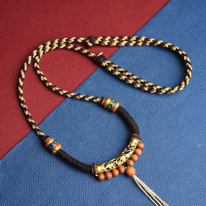 BWOOOH Tibetan Handmade King Kong Knot Om Mani Padme Hum Prayer Wheel String Necklace Pendant