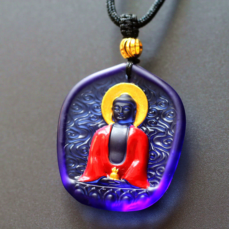 BWOOOH Tibet Medicine Buddha Liuli Crystal Compassion Necklace Pendant