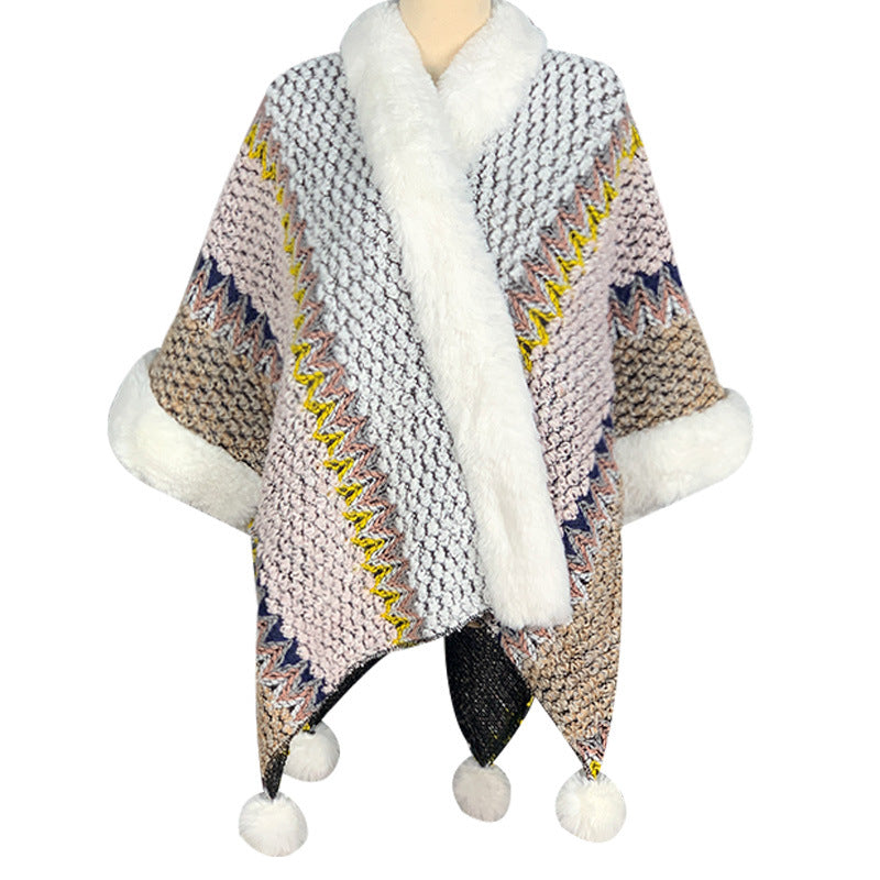 BWOOOH Tibetan Multicolored Striped Shawl Winter Cozy Tra