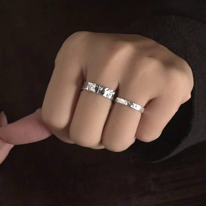 BWOOOH 925 Sterling Silver Simple Design Blessing Couple Ring