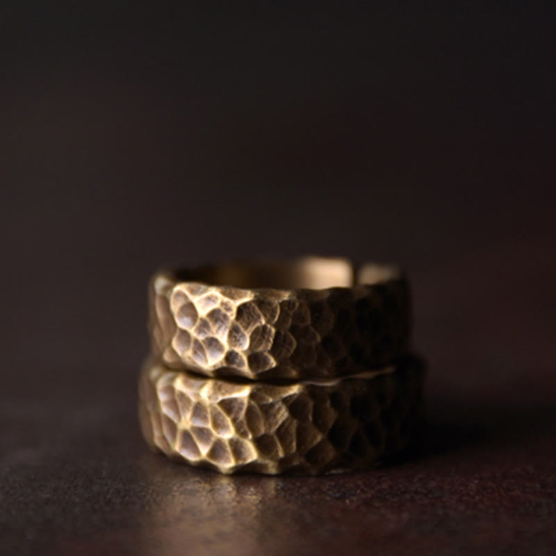 BWOOOH Tibetan Bump Texture Design Copper Brass Luck Ring