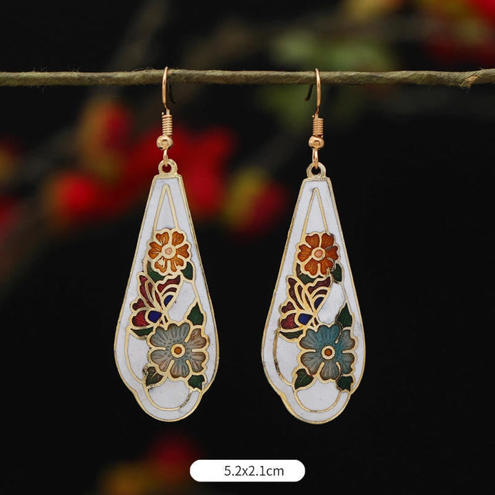 BWOOOH Lotus Butterfly Flower Alloy Copper Enlightenment Drop Earrings