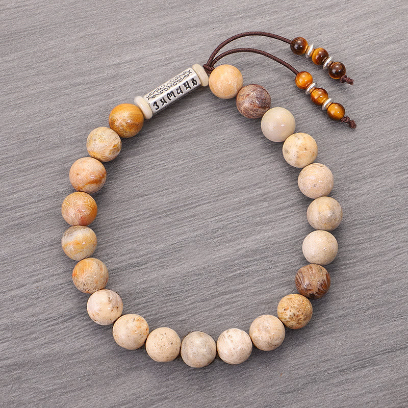 BWOOOH Weathered Stone Om Mani Padme Hum Strengthen Bracelet