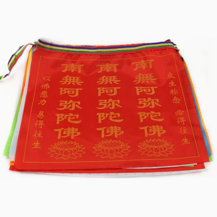 Buddha Stones Tibetan 7 Colors Windhorse Letter Auspicious Lotus Outdoor 21 Pcs Prayer Flag