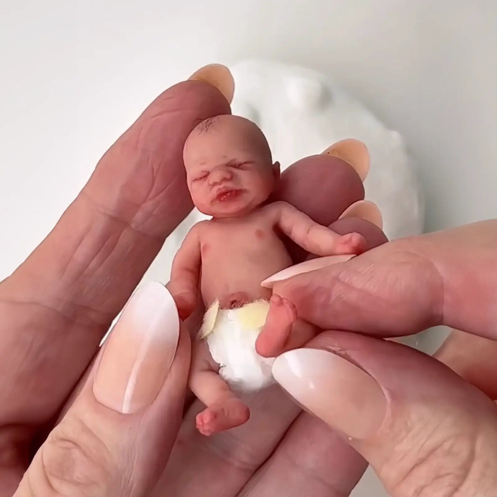 3 Inches Mini Flexible Solid Platinum Liquid Full Silicone Reborn Doll Baby Girl