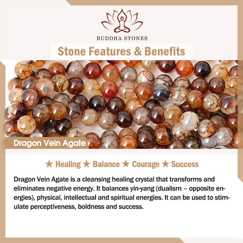 BWOOOH Tibetan Dragon Vein Agate Healing Bracelet  -  Dragon Tibetan bracelet for spiritual healing and mindful living