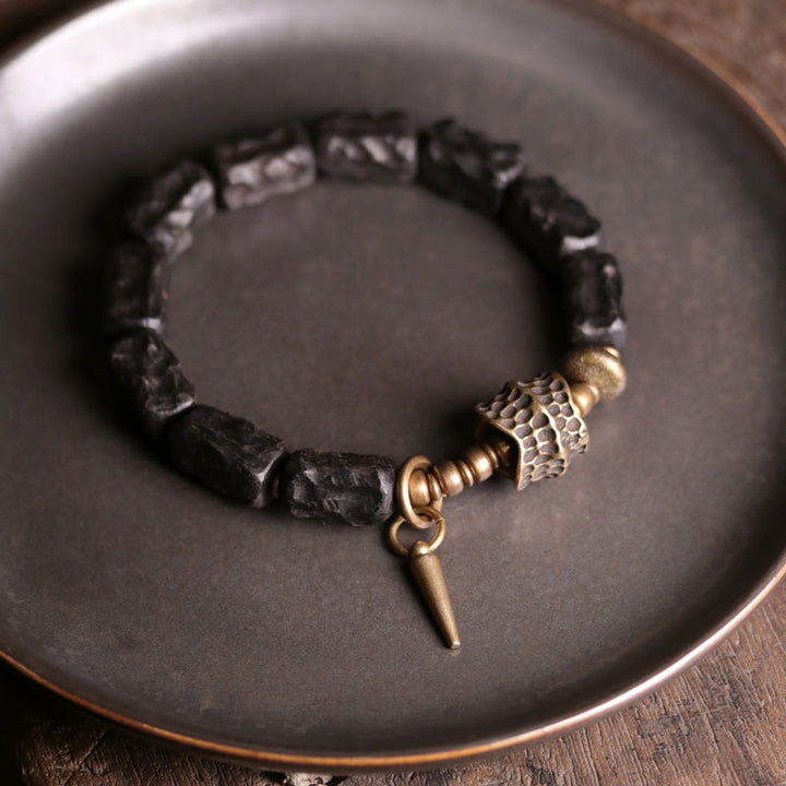 BWOOOH Ebony Wood Copper Balance Protection Couple Bracelet | natural stone spiritual bracelet for healing and mindful living