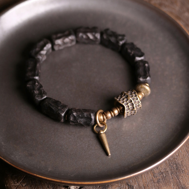 BWOOOH Ebony Wood Copper Balance Protection Couple Bracelet | natural stone spiritual bracelet for healing and mindful living