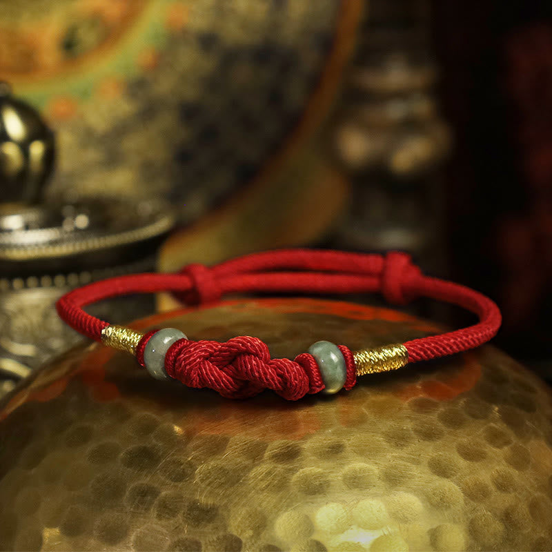 BWOOOH Red String Jade Luck Fortune Knot Braided String Bracelet