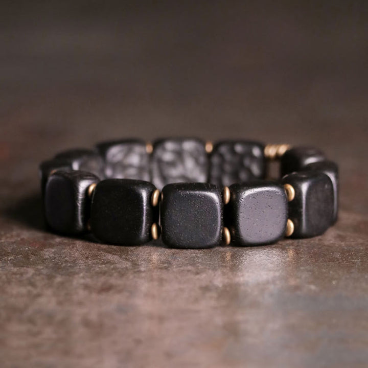 BWOOOH Retro Ebony Wood Texture Style Copper Peace Balance Bracelet
