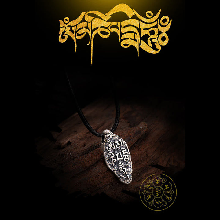 BWOOOH Tibetan 925 Silver Om Mani Padme Hum Dorje Vajra Strength Necklace