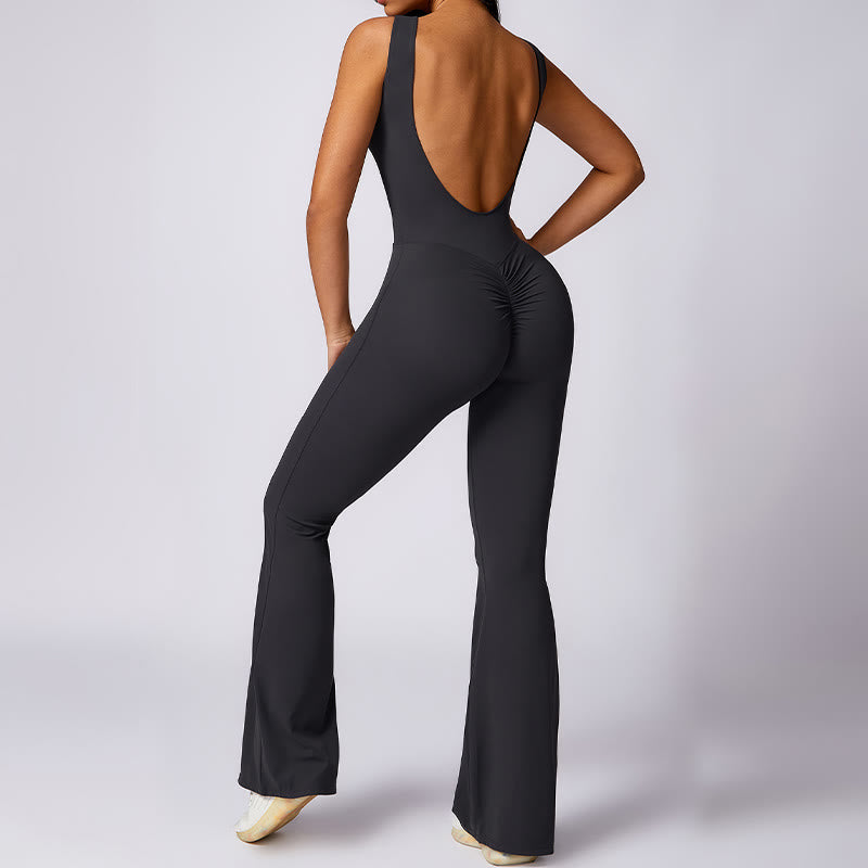 BWOOOH printed yoga pants - Women Casual Sleeveless Jumpsuit Flare P