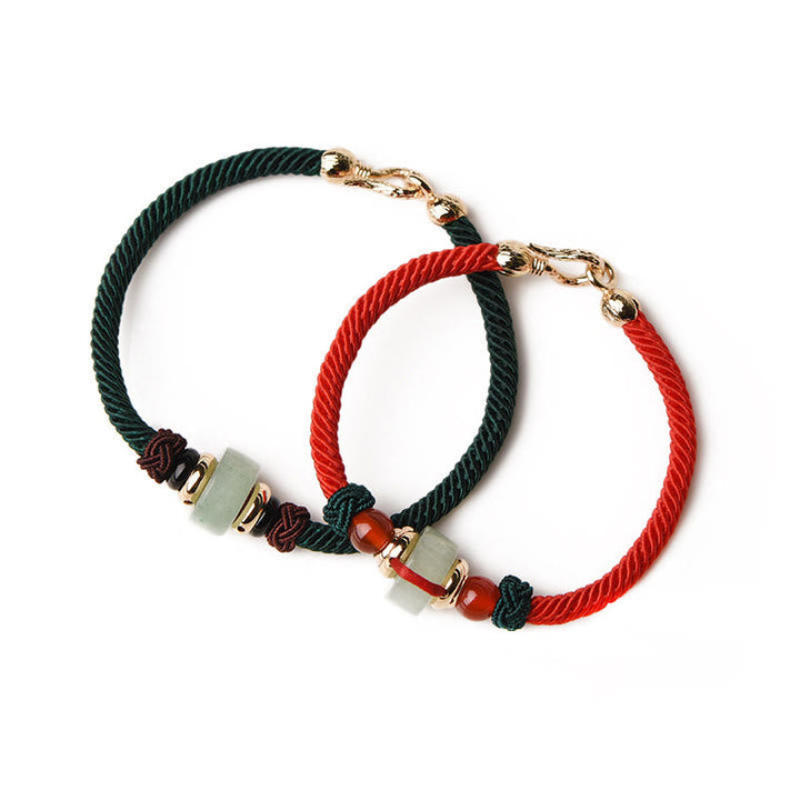 BWOOOH Tibetan Green Aventurine Luck Braid String Bracelet  -  Green Aventurine Tibetan bracelet for spiritual healing and m...
