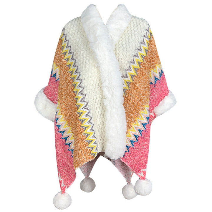BWOOOH Tibetan Multicolored Striped Shawl Winter Cozy Tra