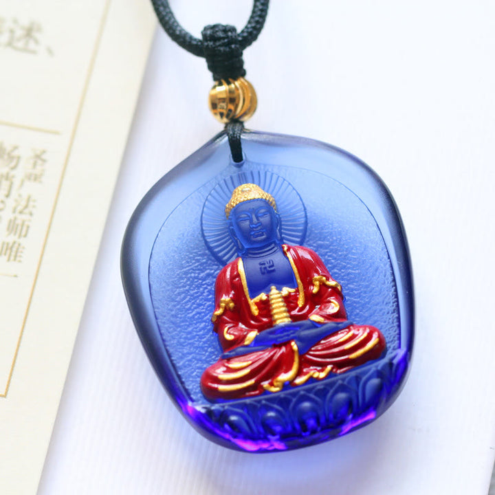 BWOOOH Tibet Medicine Buddha Liuli Crystal Compassion Necklace Pendant