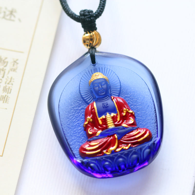 BWOOOH Tibet Medicine Buddha Liuli Crystal Compassion Necklace Pendant