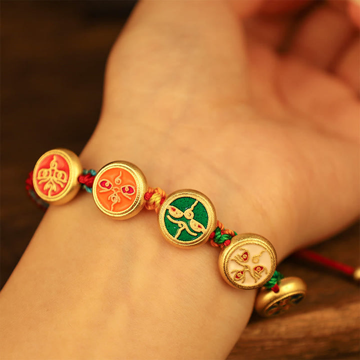 BWOOOH Tibetan Five God Of Wealth Colorful Rope Braided Luck Bracelet