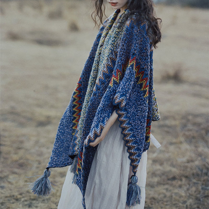 BWOOOH Tibetan Shawl Soft Warm Knitting Cloak Winter Tibe