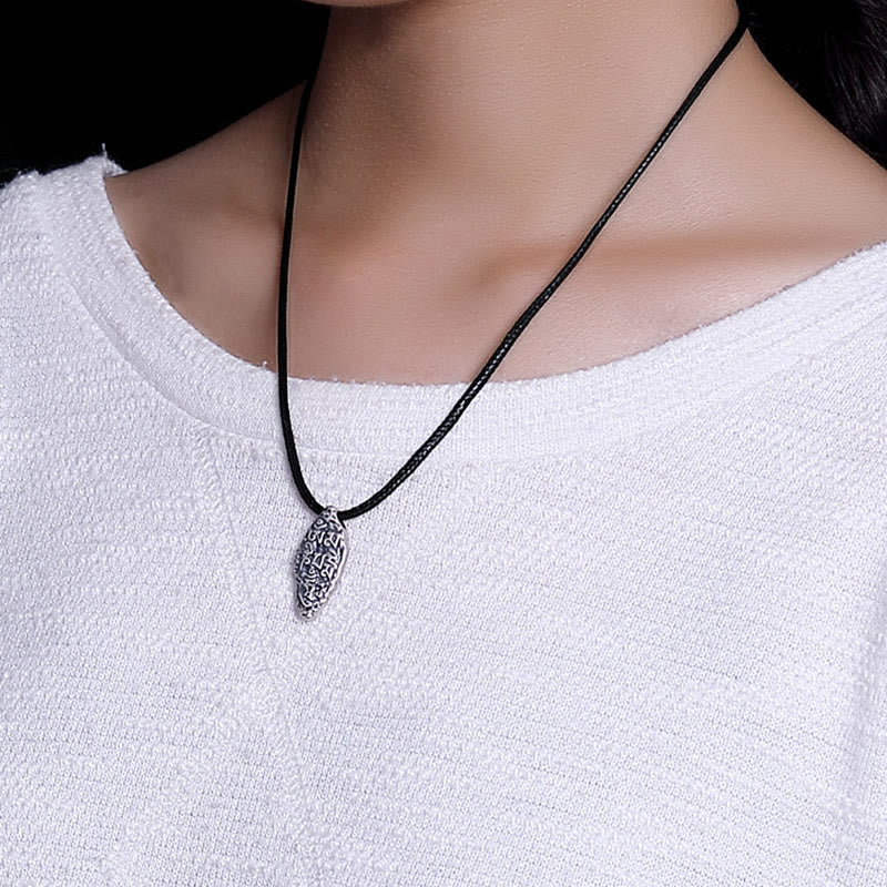 BWOOOH Tibetan 925 Silver Om Mani Padme Hum Dorje Vajra Strength Necklace