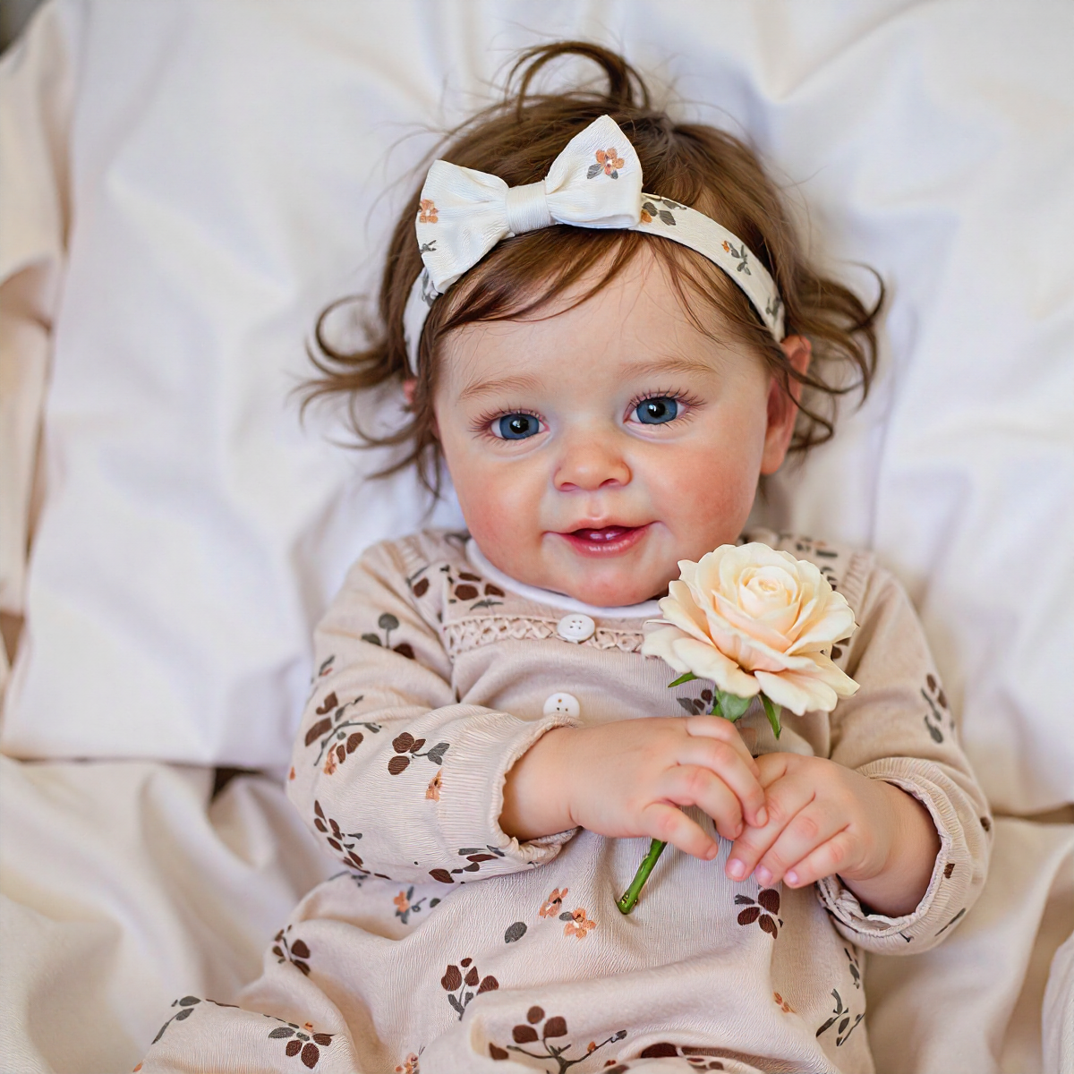 20" Reborn Toddler Realistic Baby Doll Girl Kezan with Brown Hair Special Gifts For Chirdren