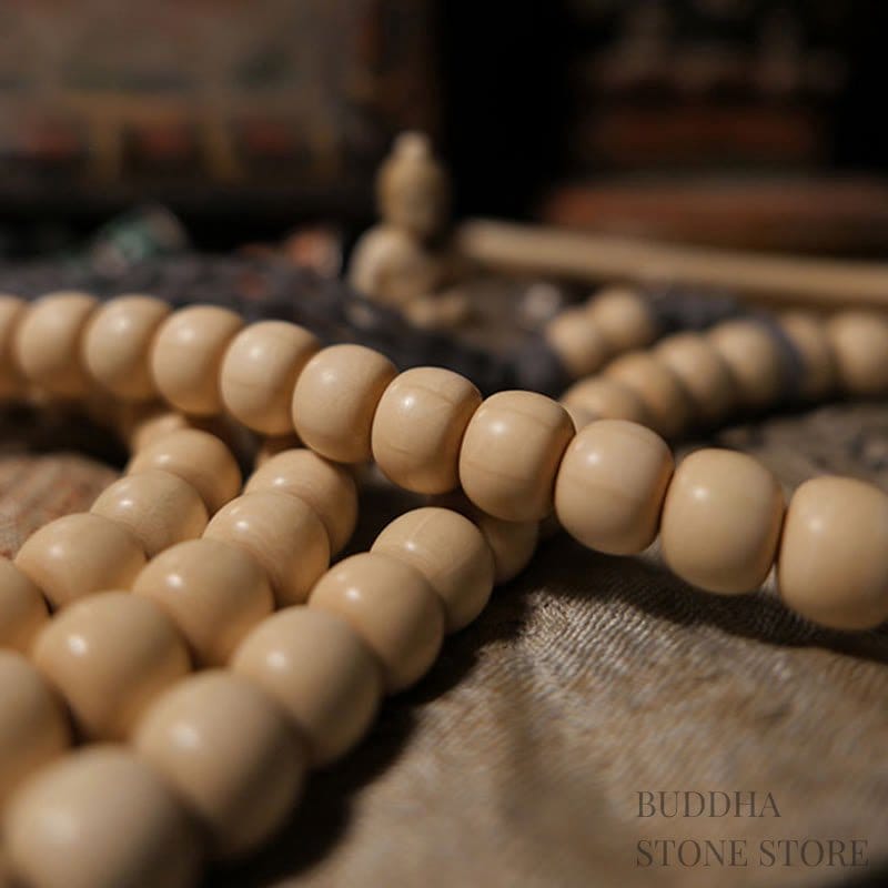 BWOOOH 108 Mala Beads Abelia Biflora Wood Warding Off Evil Spirits Wrist Mala