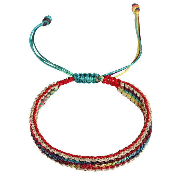 BWOOOH Tibet Handmade Rainbow Multicolored Protection Braided String Bracelet