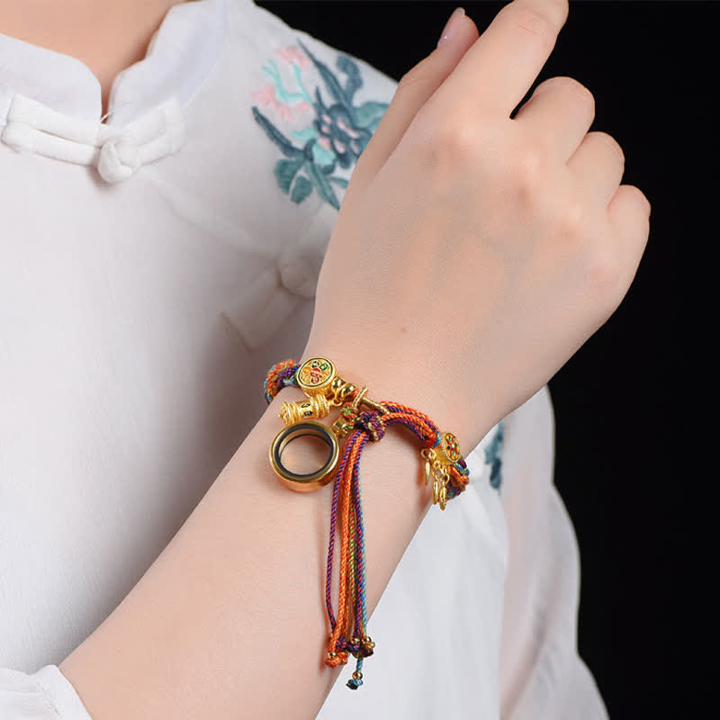 BWOOOH Tibetan Om Mani Padme Hum Dreamcatcher Luck Colorful Reincarnation Knot String Bracelet