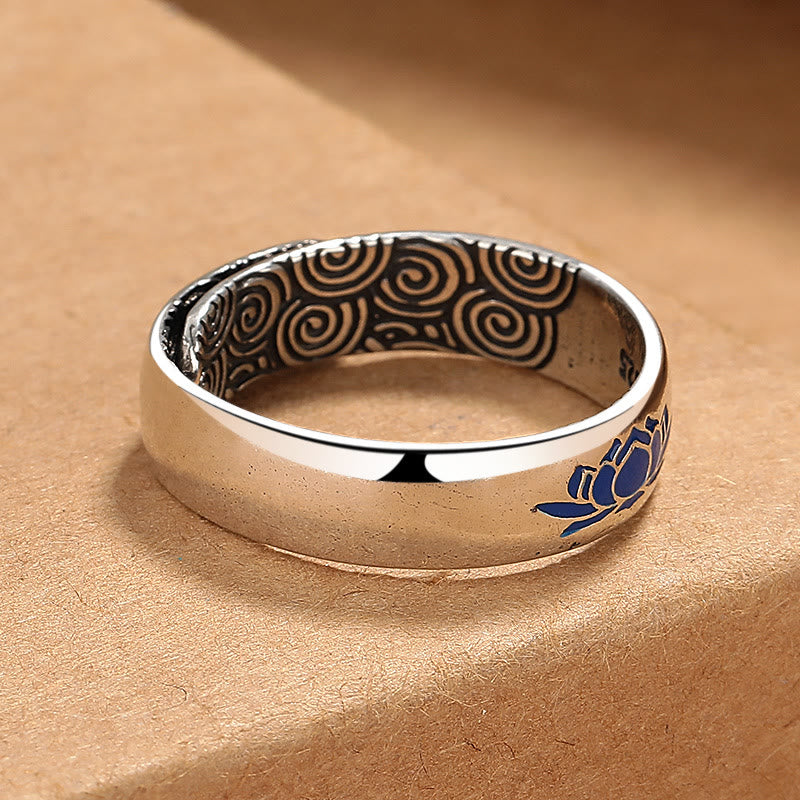 BWOOOH Tibetan Blue Lotus Auspicious Clouds Copper Enlightenment Ring