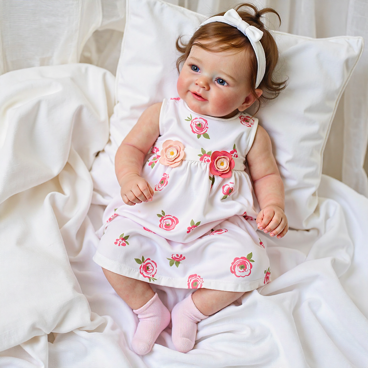 [New] 20" Reborn Toddler Realistic Baby Doll Girl Lakin with Brown Hair Special Gifts For Chirdren