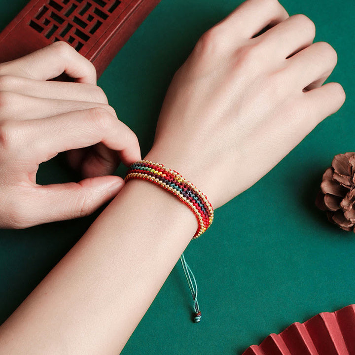 BWOOOH Tibet Handmade Rainbow Multicolored Protection Braided String Bracelet