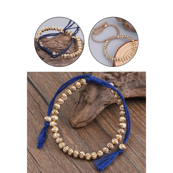 BWOOOH Tibetan Handmade Copper Bead Luck String Bracelet | natural stone spiritual bracelet for healing and mindful living