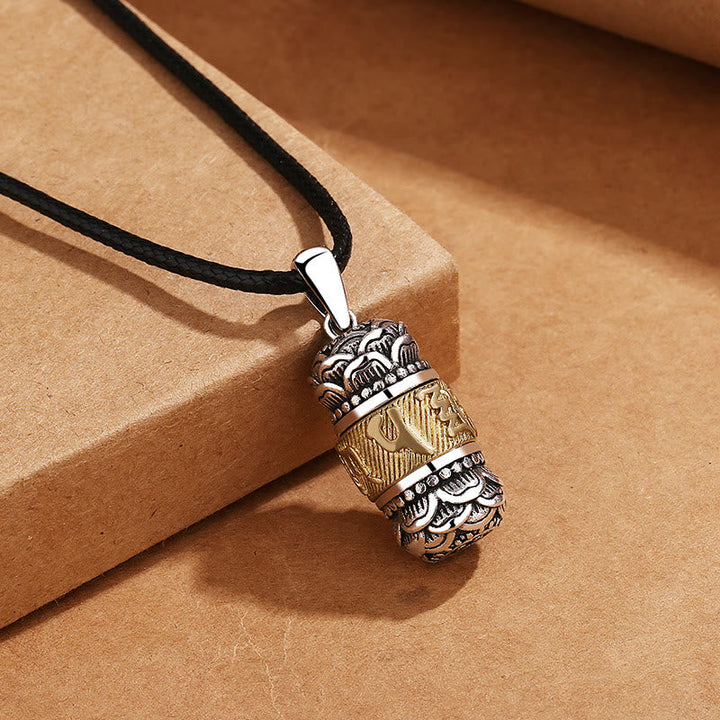 BWOOOH Tibet Om Mani Padme Hum Carved Wisdom Purity Chain Leather Rope Necklace