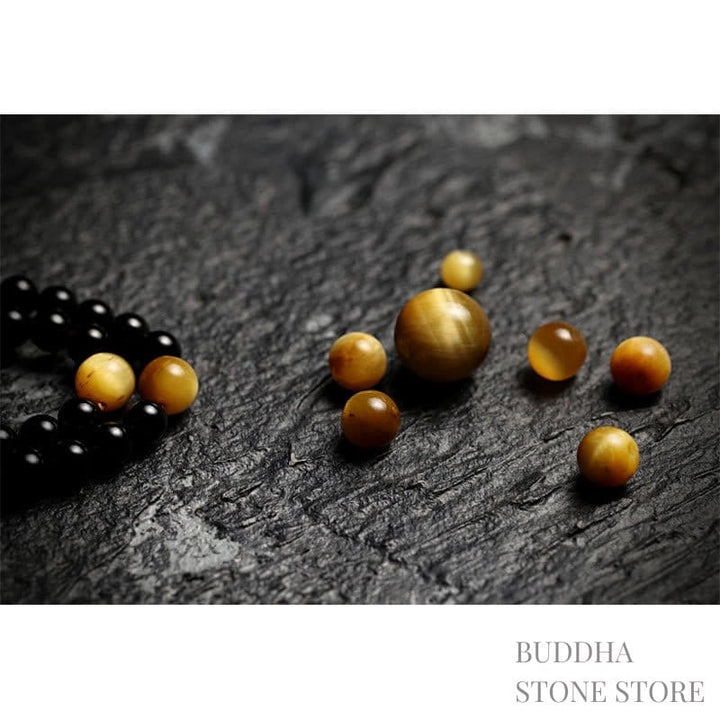 BWOOOH Tibetan 108 Mala Beads Black Onyx Tiger Eye Nine Palaces Bagua Protection Bracelet