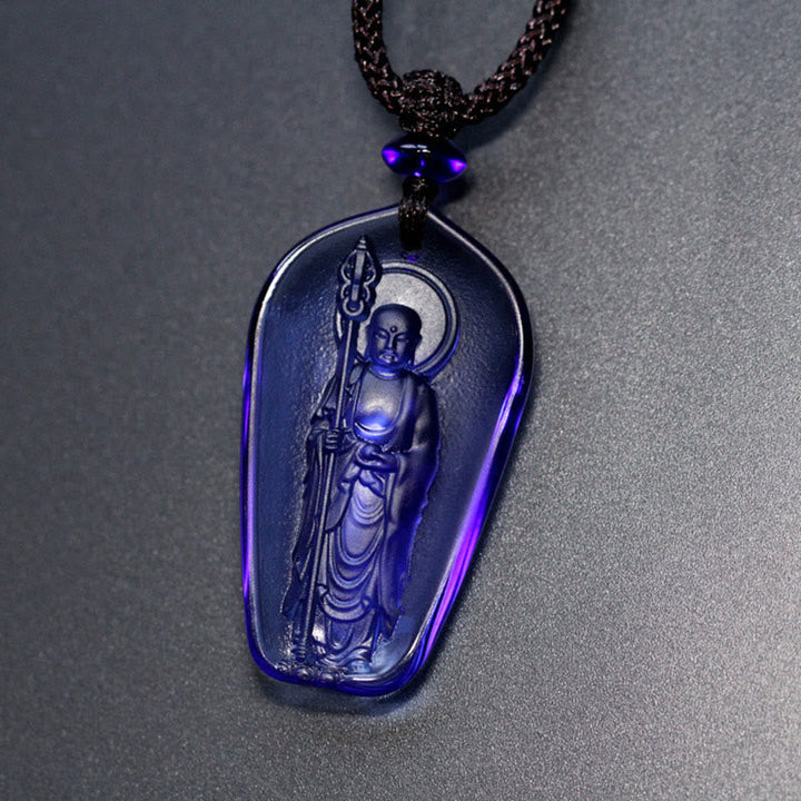 BWOOOH Ksitigarbha Buddha Liuli Crystal Serenity Amulet Necklace Pendant