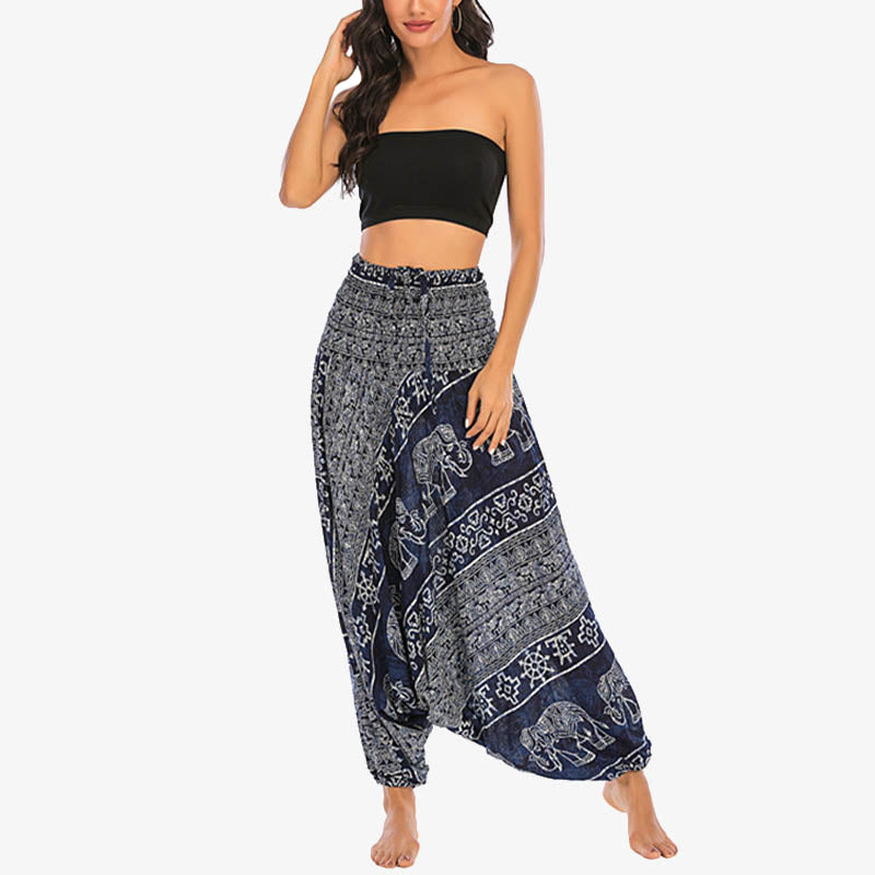 BWOOOH printed harem pants - Two Style Wear Elephant Pattern Loose Sm