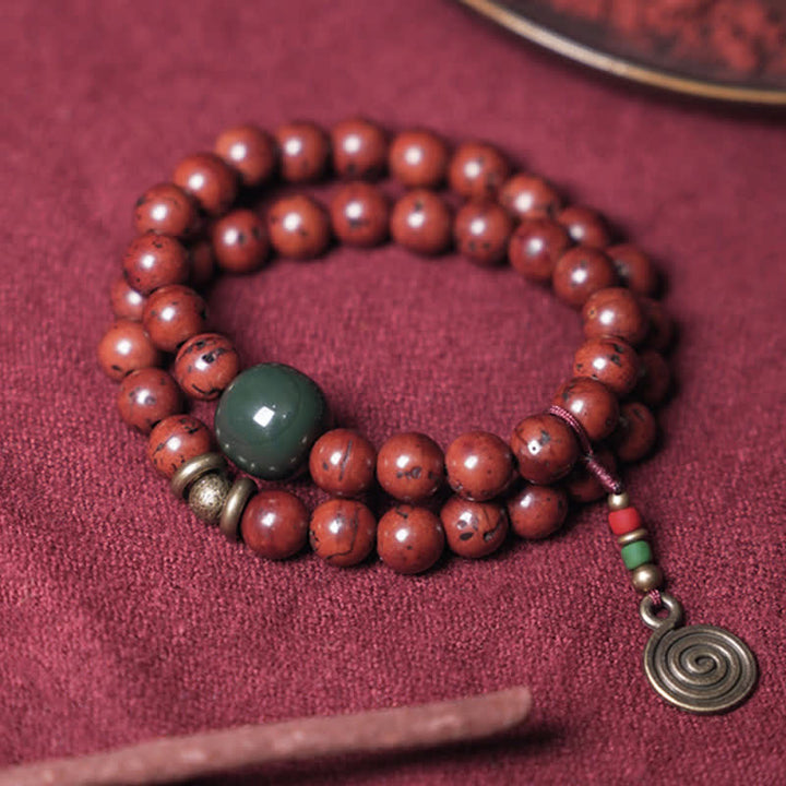 BWOOOH Bodhi Seed Cyan Jade Copper Peace Luck Bracelet