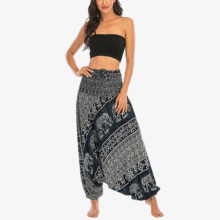 BWOOOH printed harem pants - Two Style Wear Elephant Pattern Loose Sm
