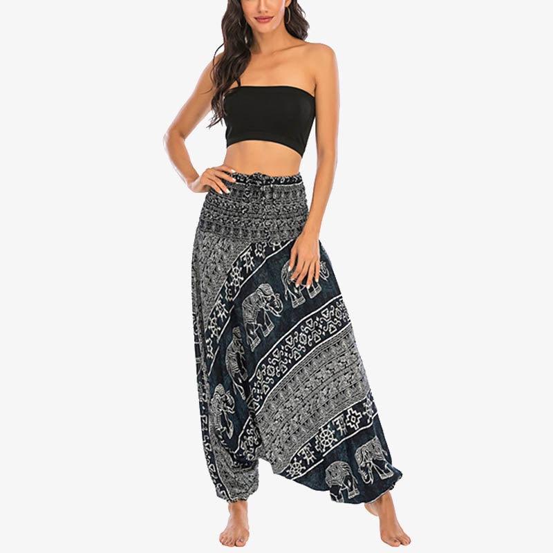BWOOOH printed harem pants - Two Style Wear Elephant Pattern Loose Sm