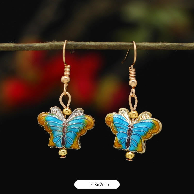 BWOOOH Lotus Butterfly Flower Alloy Copper Enlightenment Drop Earrings
