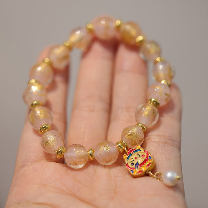 BWOOOH Gourd God Of Wealth Charm Fortune Liuli Glass Bead Incense Ash Porcelain Bead Bracelet