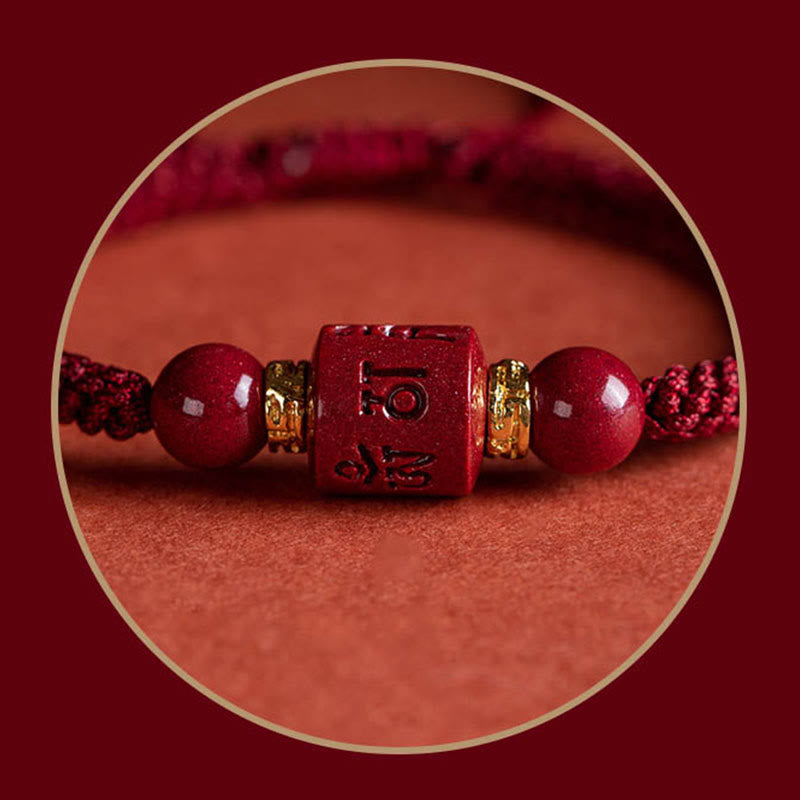 BWOOOH Tibet Cinnabar Om Mani Padme Hum Engraved Blessing Braided Bracelet